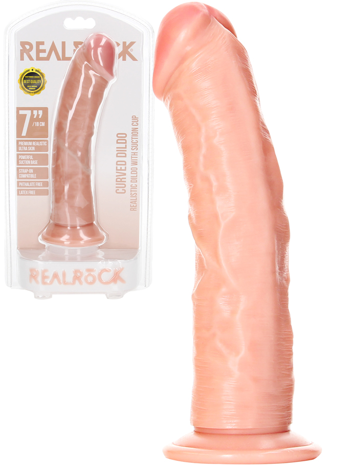 RealRock - Dildo 7 inch without Balls - Curved Ultra Skin
