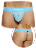 Striped Crochet Thong - Hellblau
