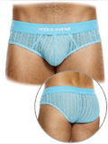 Striped Crochet Classic Brief - Hellblau