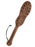 Boot Shaped Heavy Wooden Paddle - brown