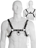 Genuine Leather BDSM Top Harness Black/White